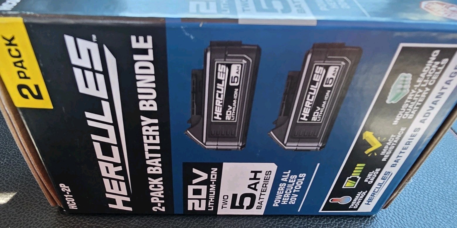 *NEW* Hercules 20V 5 Ah Lithium-Ion Battery Bundle 2-Pack / HC01-2P /Ships Fast