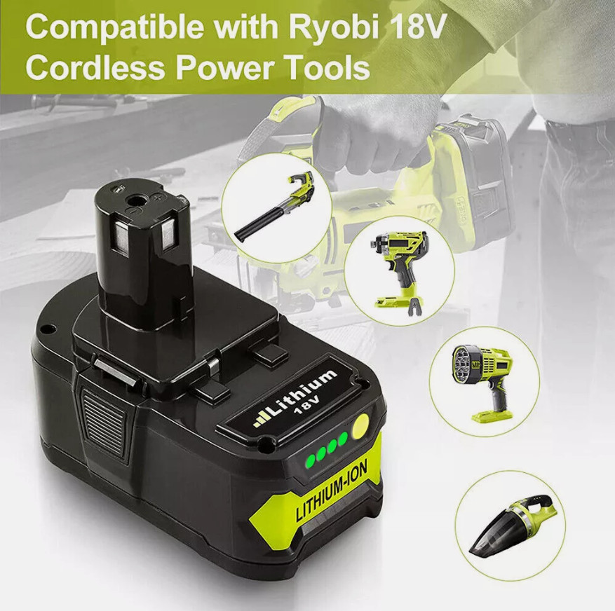 2x 18V Lithium Battery For Ryobi P108 ONE+ Plus RB18L50 RB18L40 P104 P105 8.0Ah