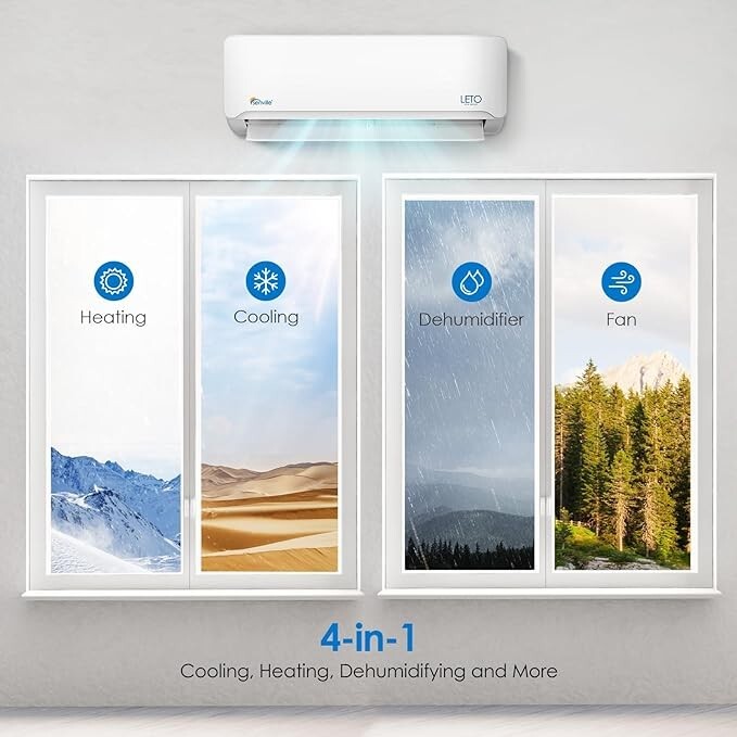 9000 BTU Ductless Mini Split Air Conditioner and Heat Pump 20 SEER 110 VOLT