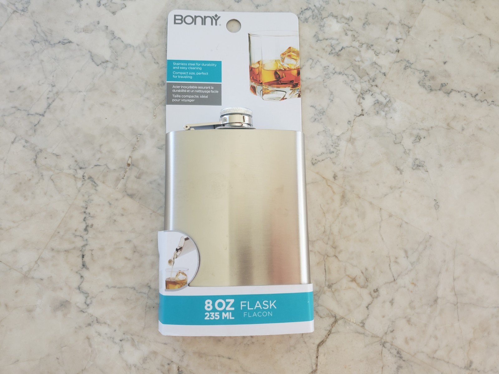 New 8 Oz Plain Stainless Steel Flask Hip Back Pocket Travel Flask Alcohol Liquor