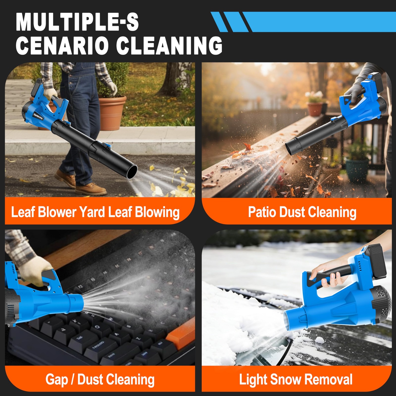 Cordless Leaf Blower 21V 500CFM 150MPH, 2 Batteries, 6 Speed Modes, Lightweight