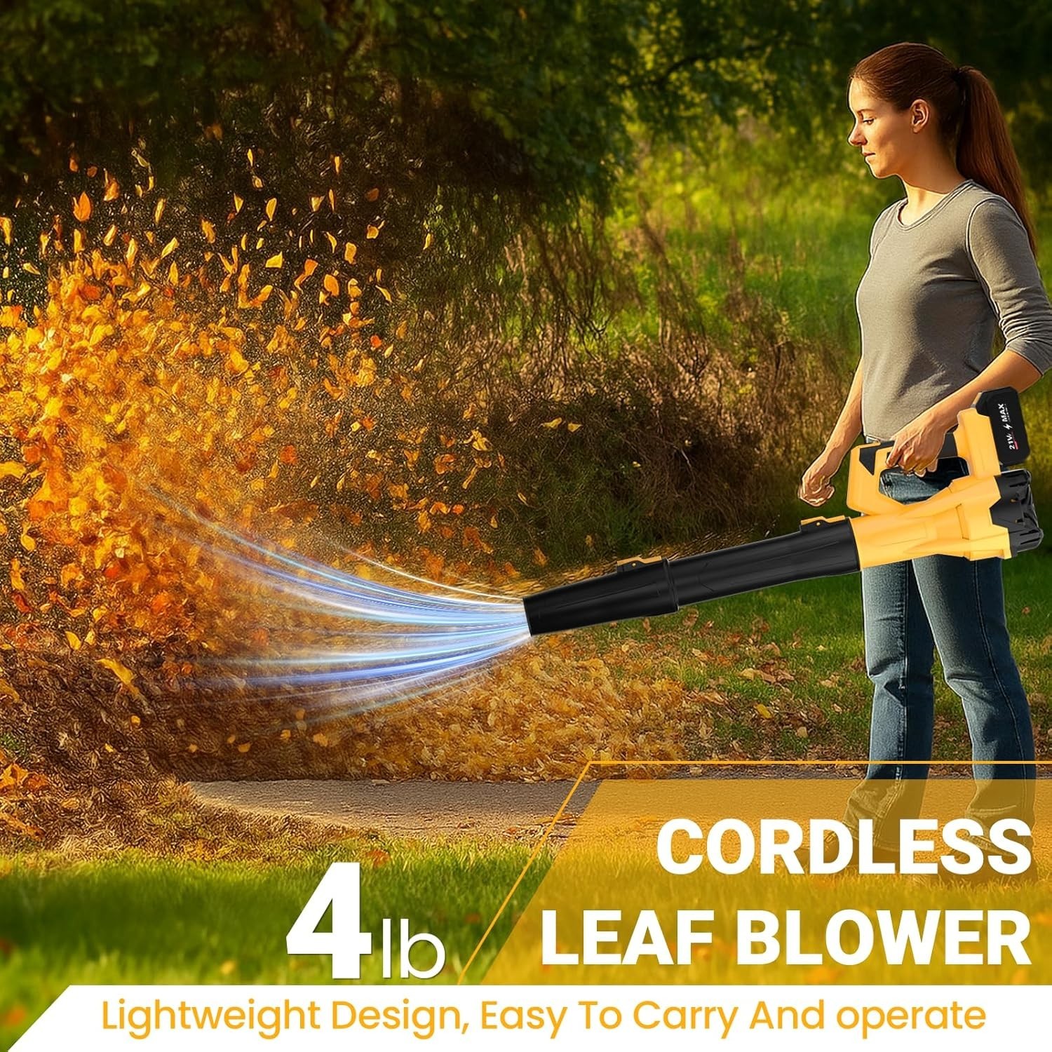 Cordless Leaf Blower 750CFM 200MPH – Electric Rechargeable Handheld Blower