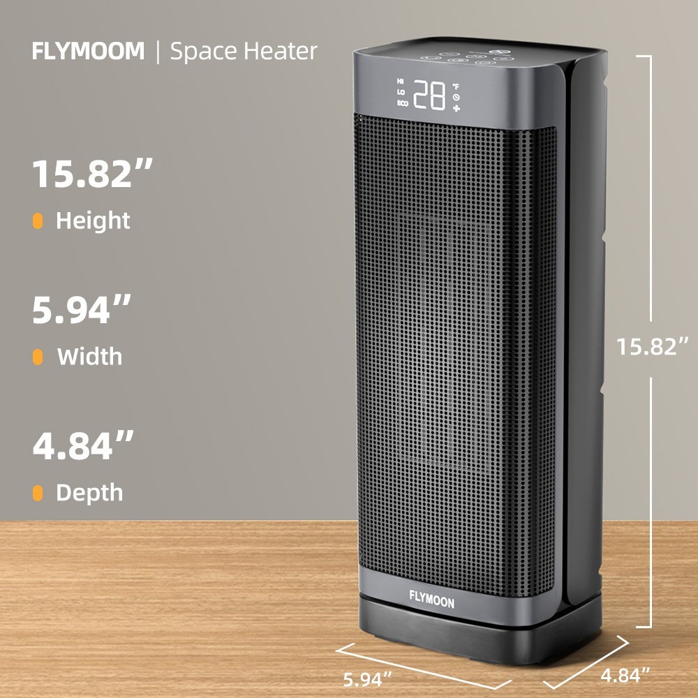 1500W Oscillating 60° Portable Space Heater 12hr-Timer with Remote Control