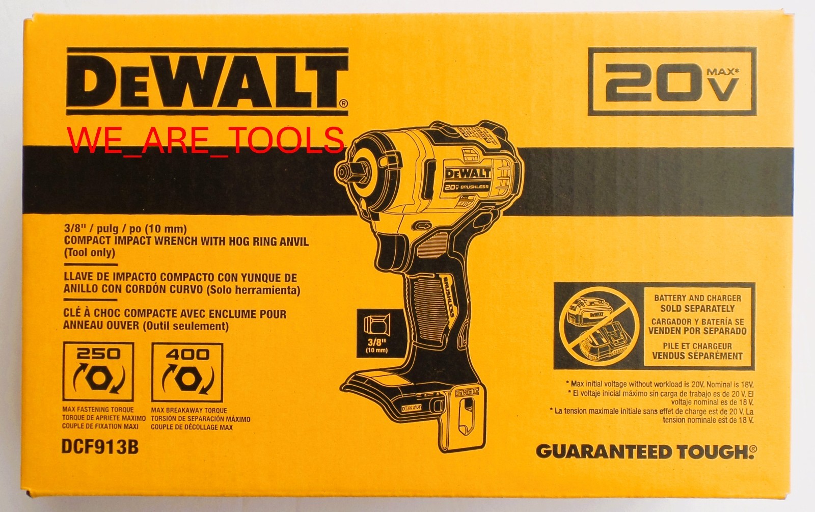 Dewalt DCF913B 20V Max 3/8″ Compact Brushless Impact Wrench with Hog Ring Anvil