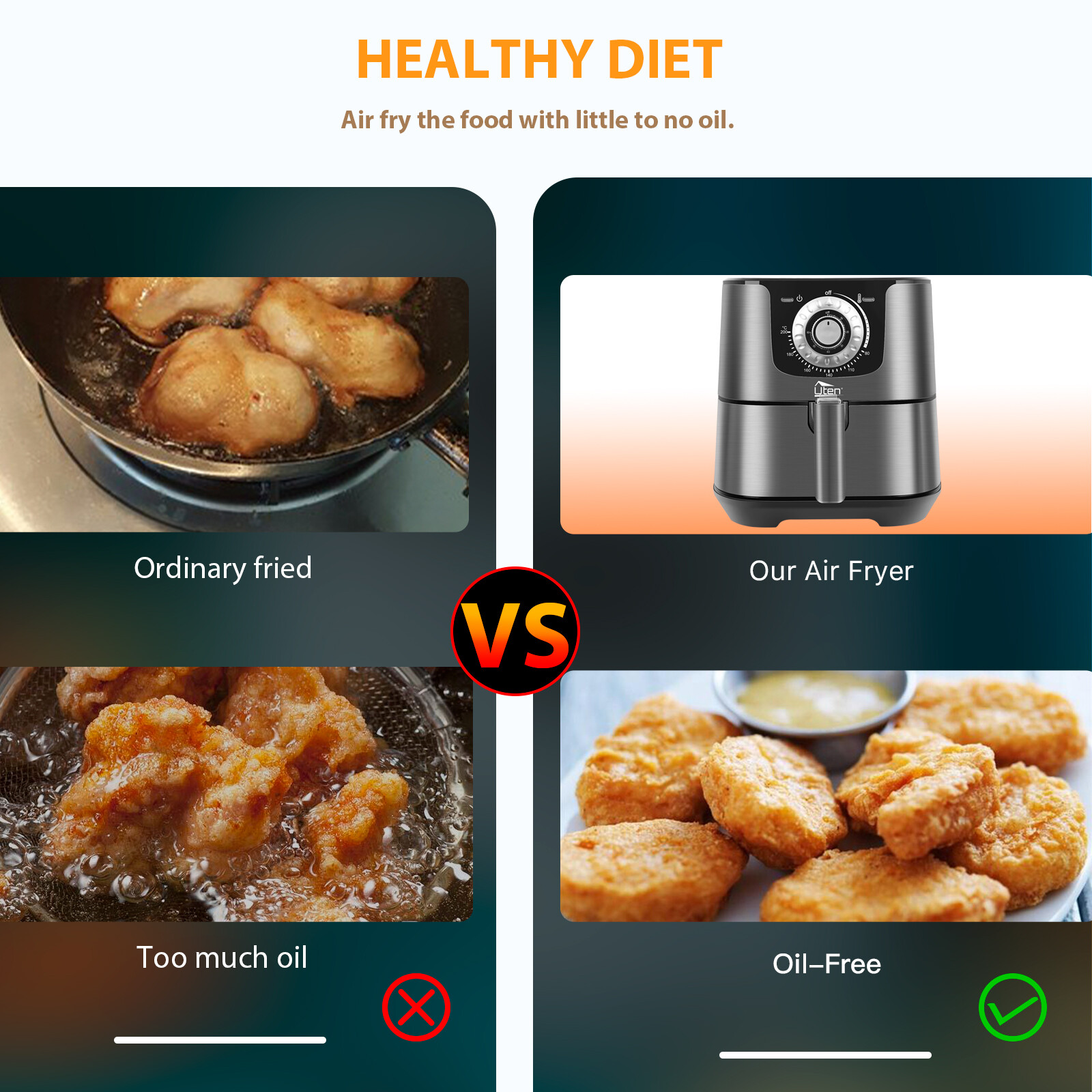 Digital Air Fryer 5Qt 1700W Programmable Rapid Circulation Healthy Cooking New