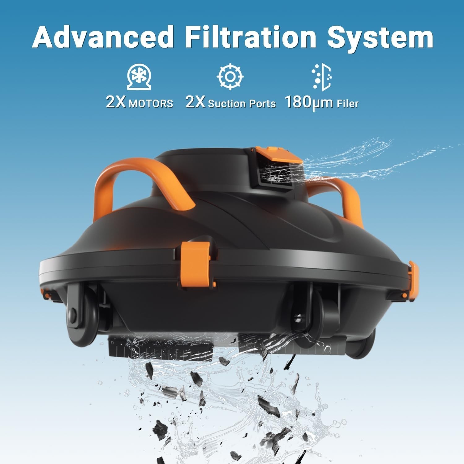 Cordless Robotic Pool Cleaner 120 Min Smart Sensor Automatic Parking 914 Sq.ft