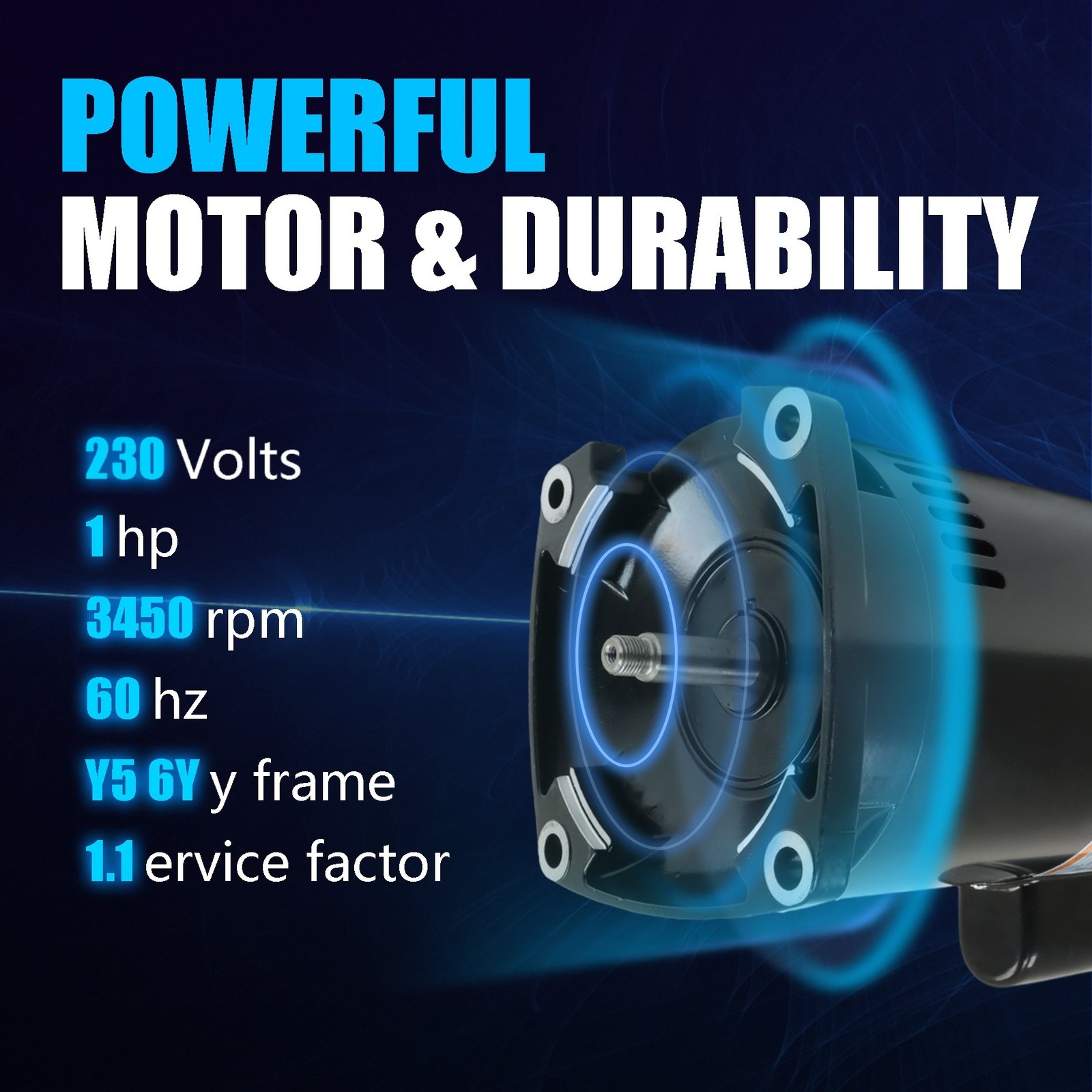 Square Flange 2HP Pool Pump Motor 230V Threaded Shaft Swimming Pool Pump B2855