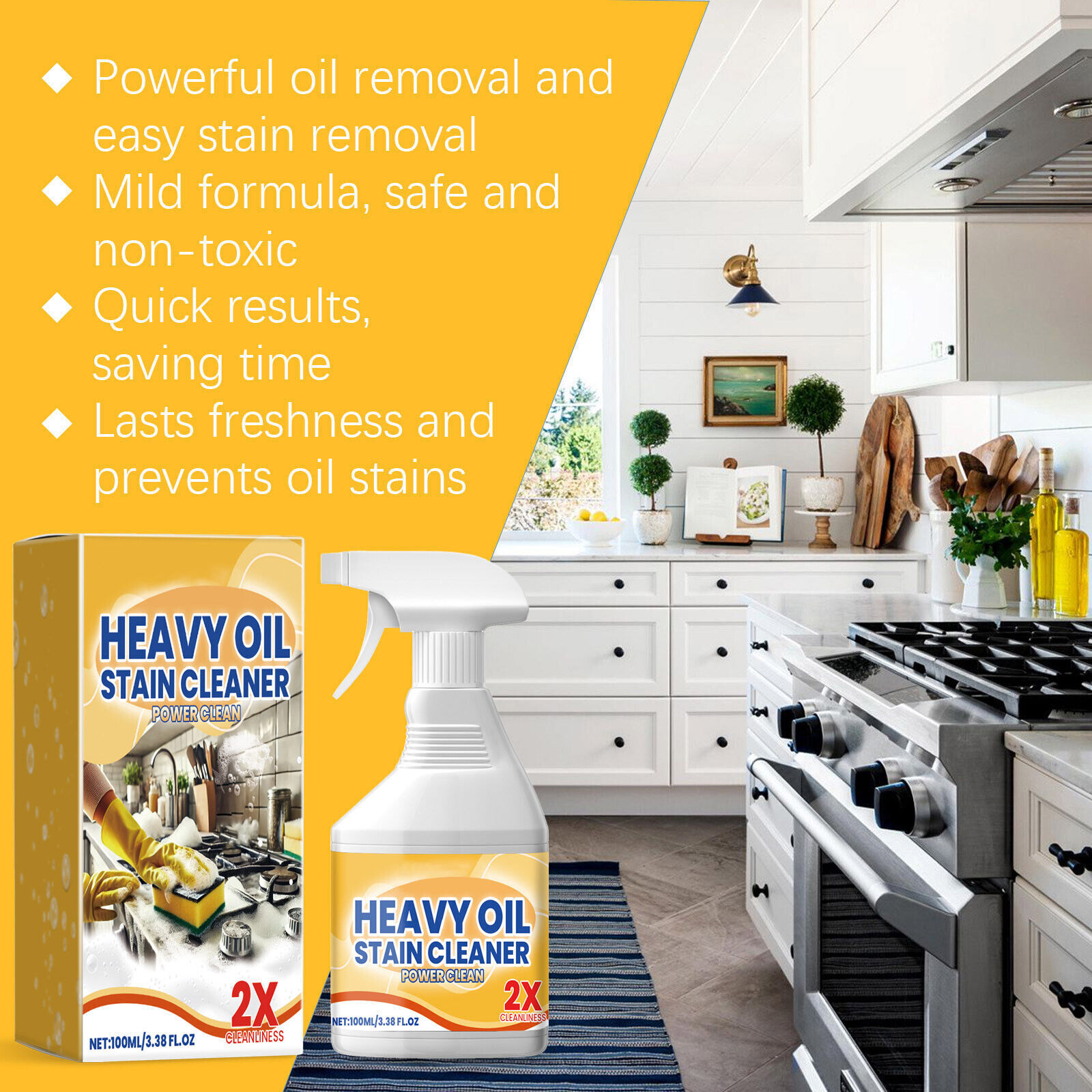 Kitchen Heavy Oil Cleaner, 2025 New All Purpose Kitchen Heavy Oil Cleaning NEW