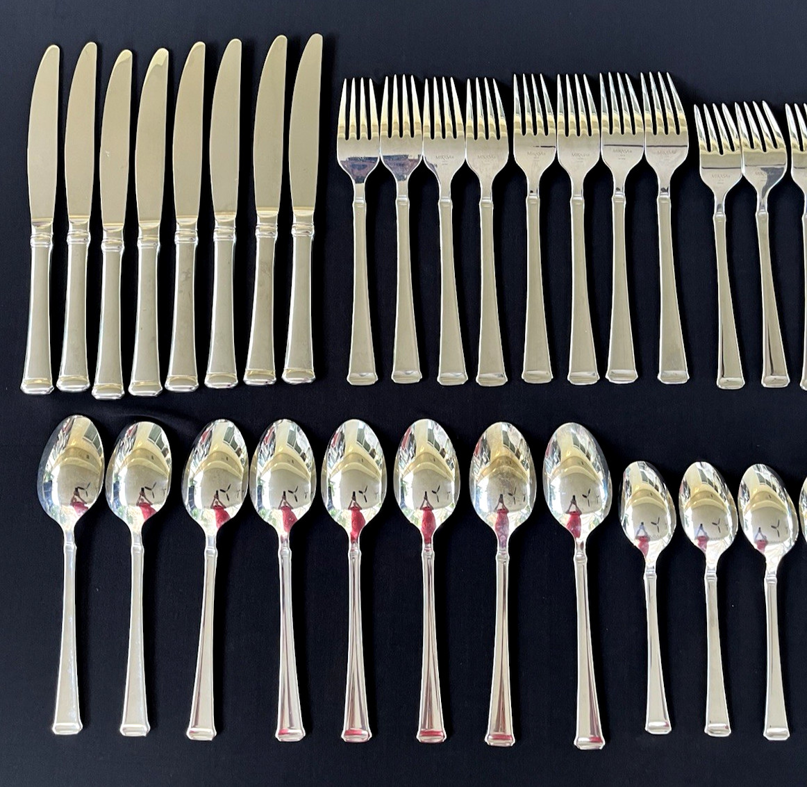 44 x MIKASA Harmony Stainless Steel Flatware 18/10 Vietnam Knife Fork Spoon Mint