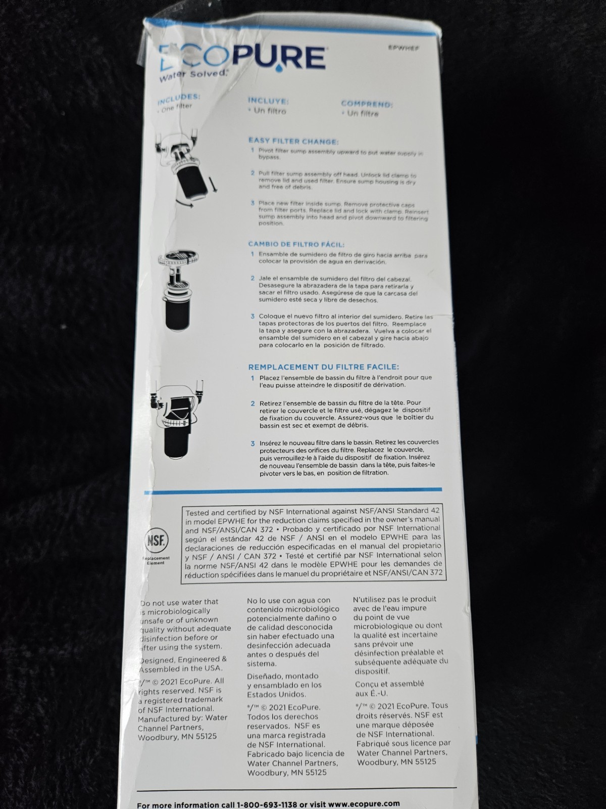 EcoPure EPWHEF Whole Home Replacement Filter, Transparent/White 6 Months – 1C