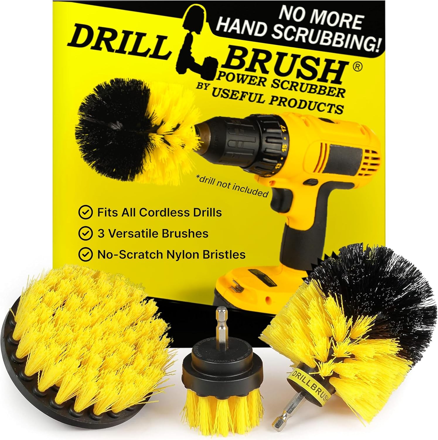 Drillbrush Drill Brush Attachment Set for Bathroom, Tile & Grout Cleaning | Powe