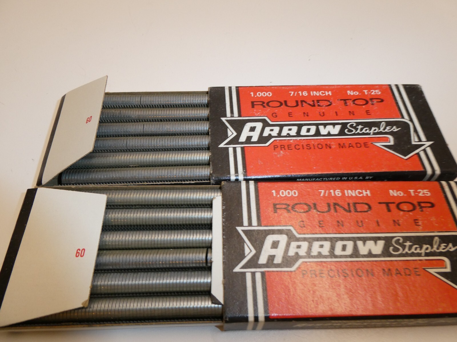 2 VTG NEW ARROW T25 STAPLES 7/16″ 14mm 2000 Staples Round Crown #259 Made in USA