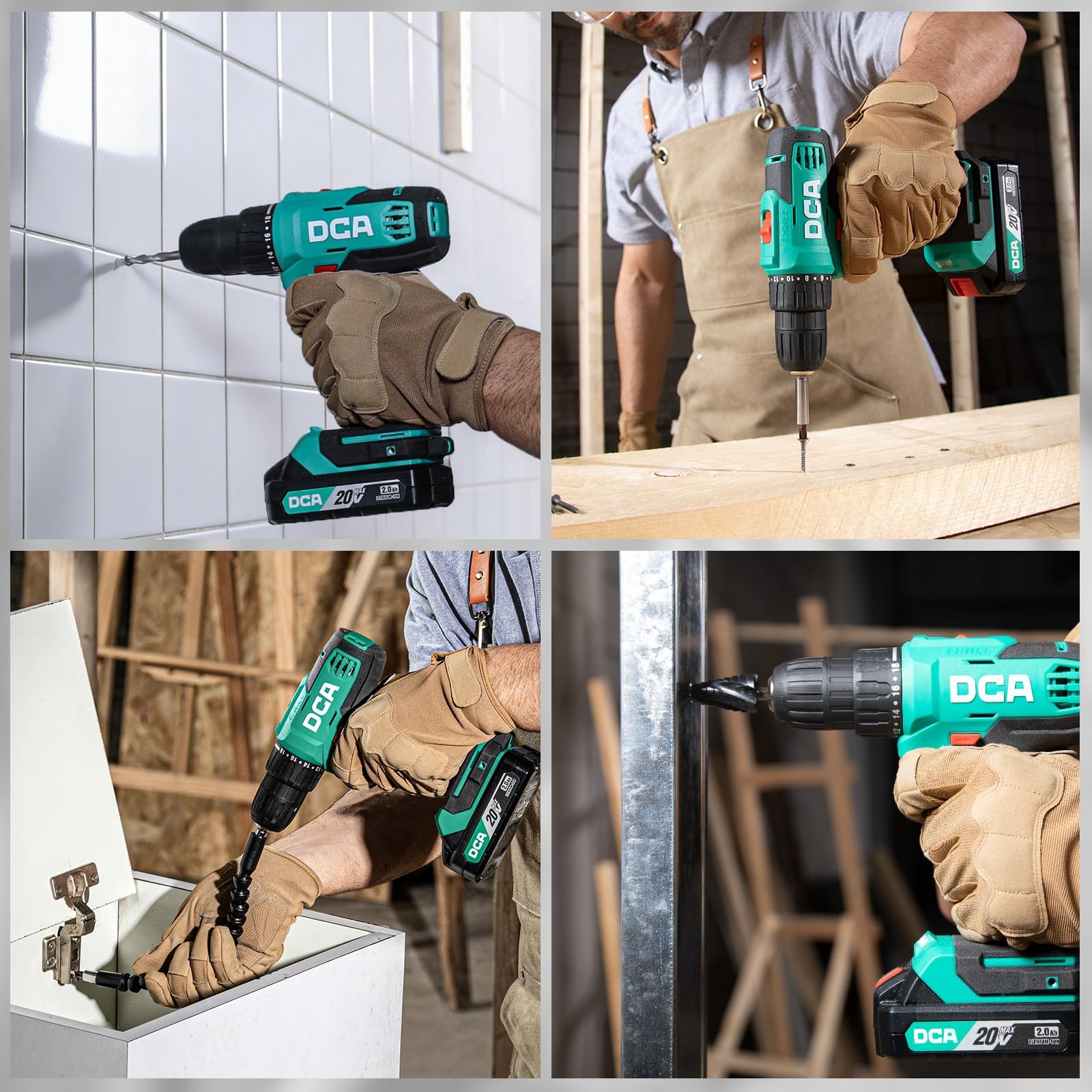 DCA Cordless Drill Set 354 in-lbs Torque 3/8″ Keyless Chuck Electric Power Drill