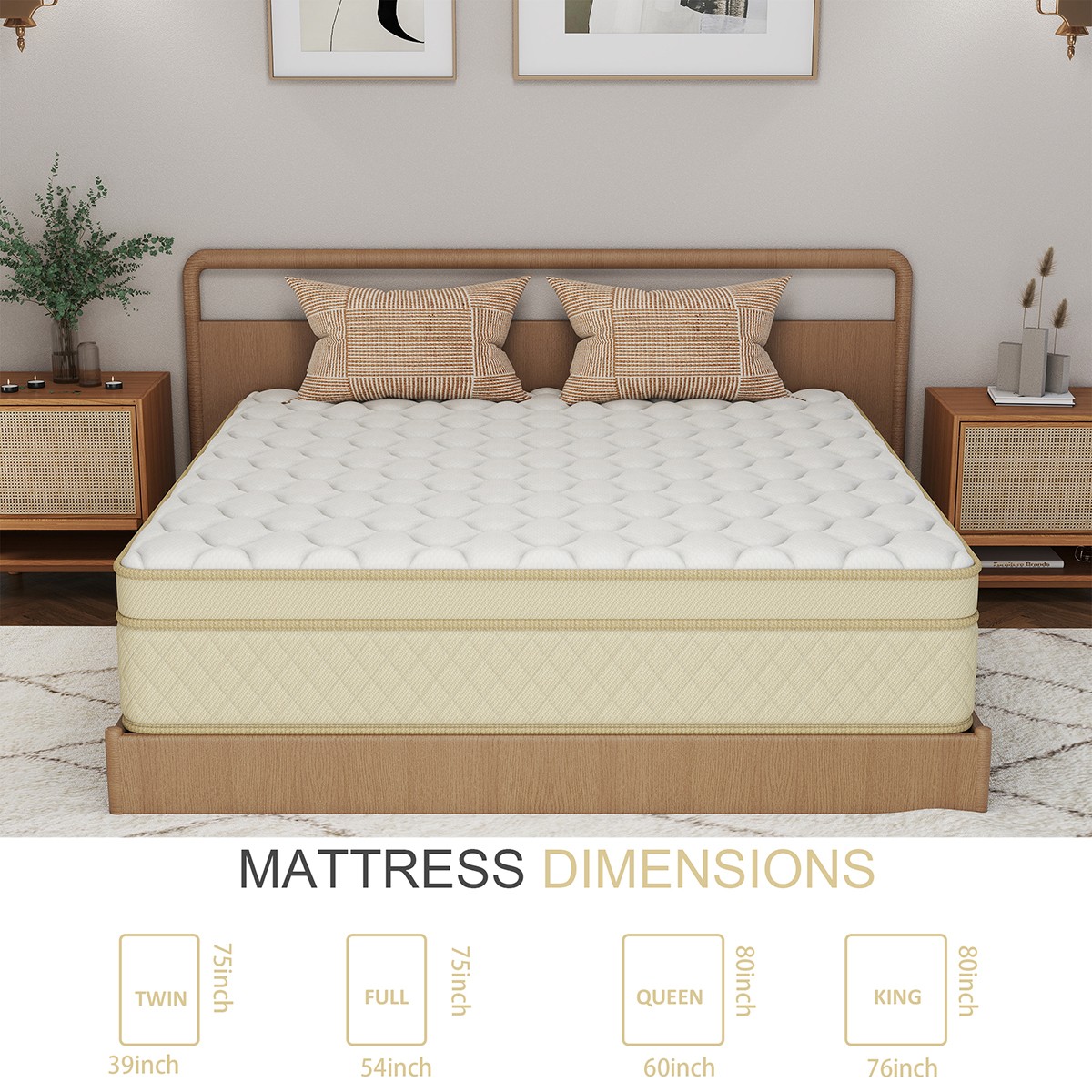 14 Inch Queen Size Mattress Gel Memory Foam Hybrid Pocket Spring In A Box