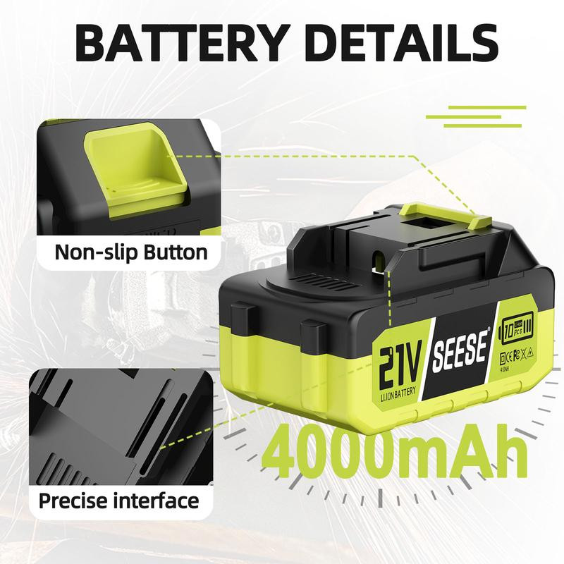 SEESE 21V Max Lithium Battery Pack Compatible with SEESE 21V Cordless Power Tool