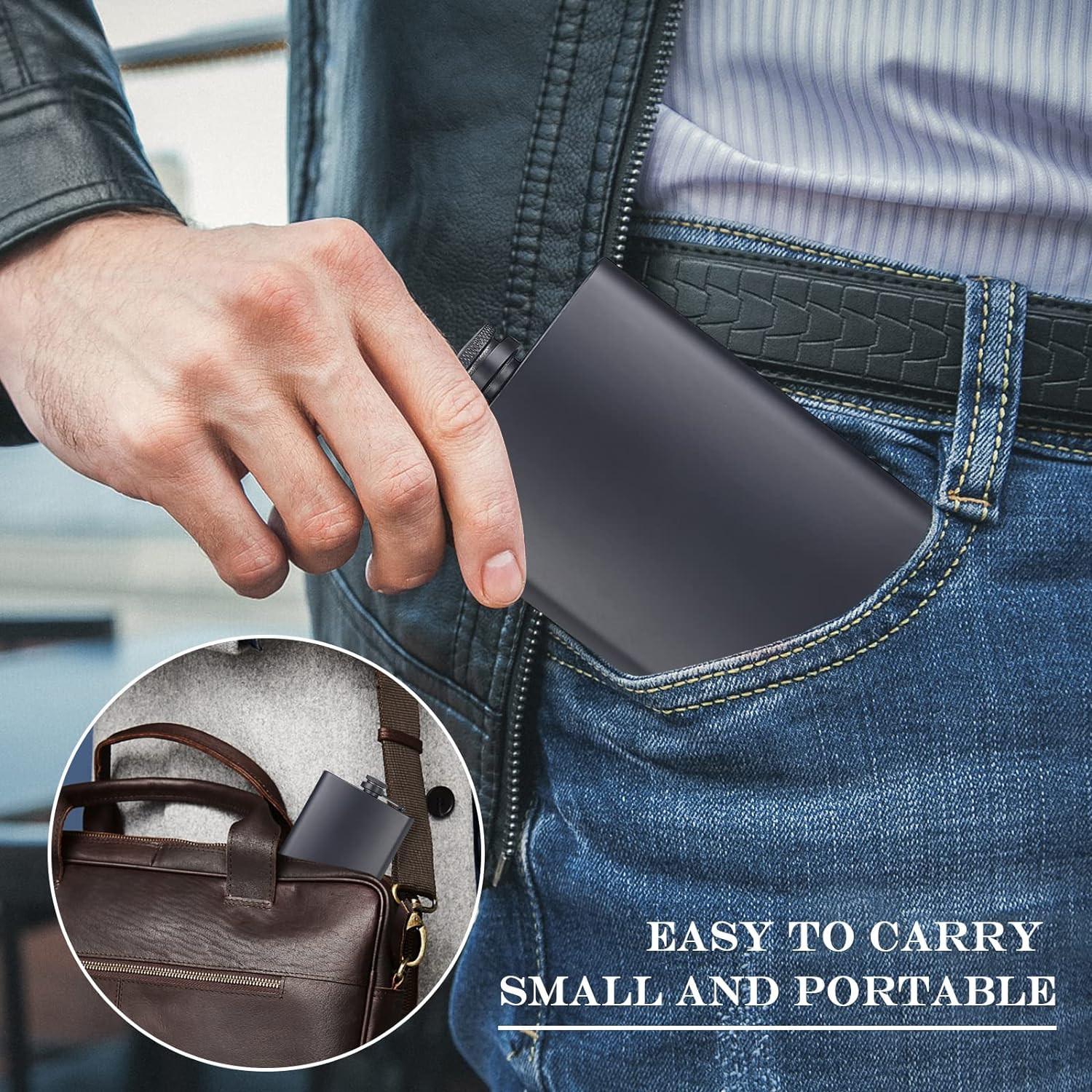 2 Pack Stainless Steel Hip Flasks Leakproof Pocket Whisky Flask Matte Finish