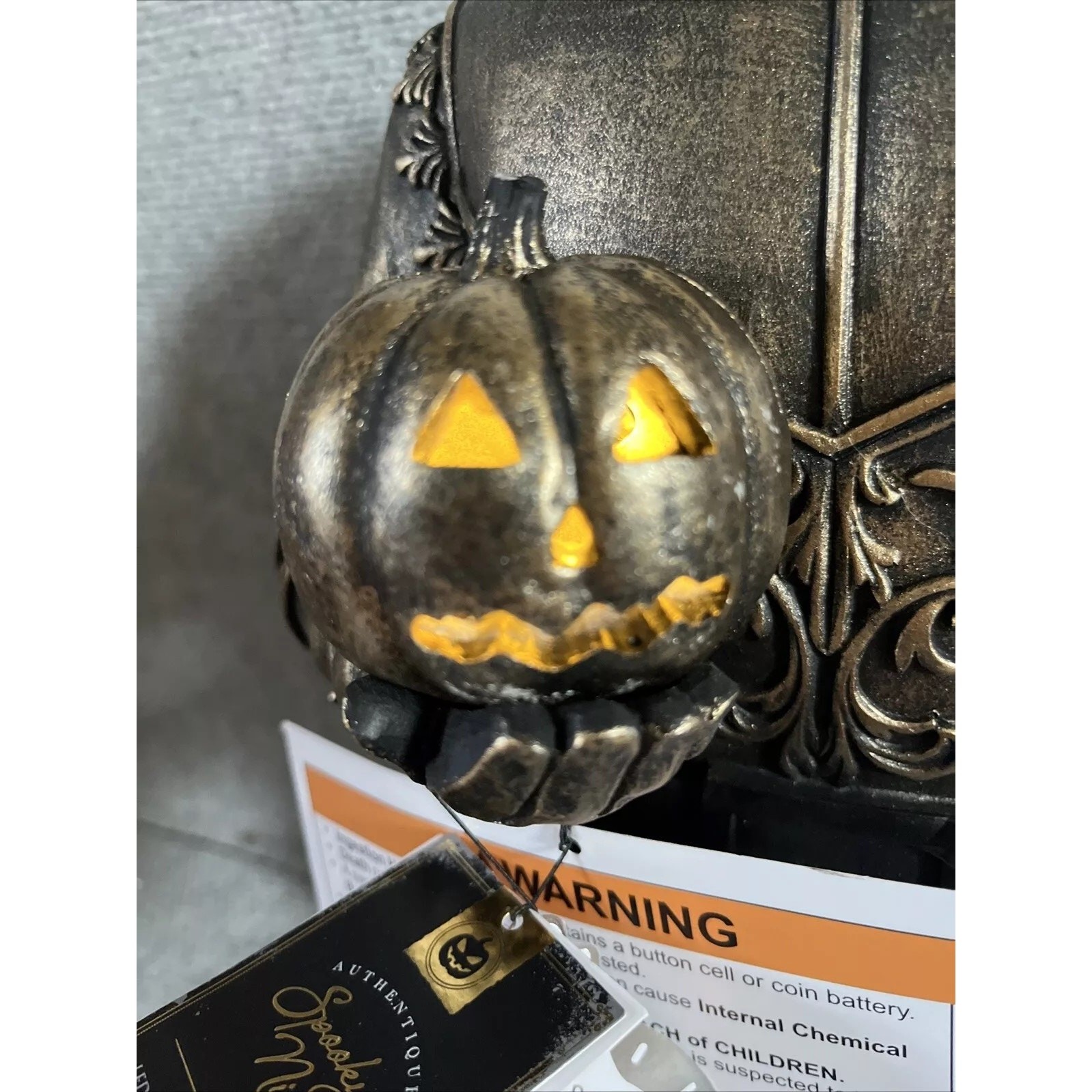 Halloween 14in LED Bronze Headless Knight Bust Light Up Spooky Night Decor New