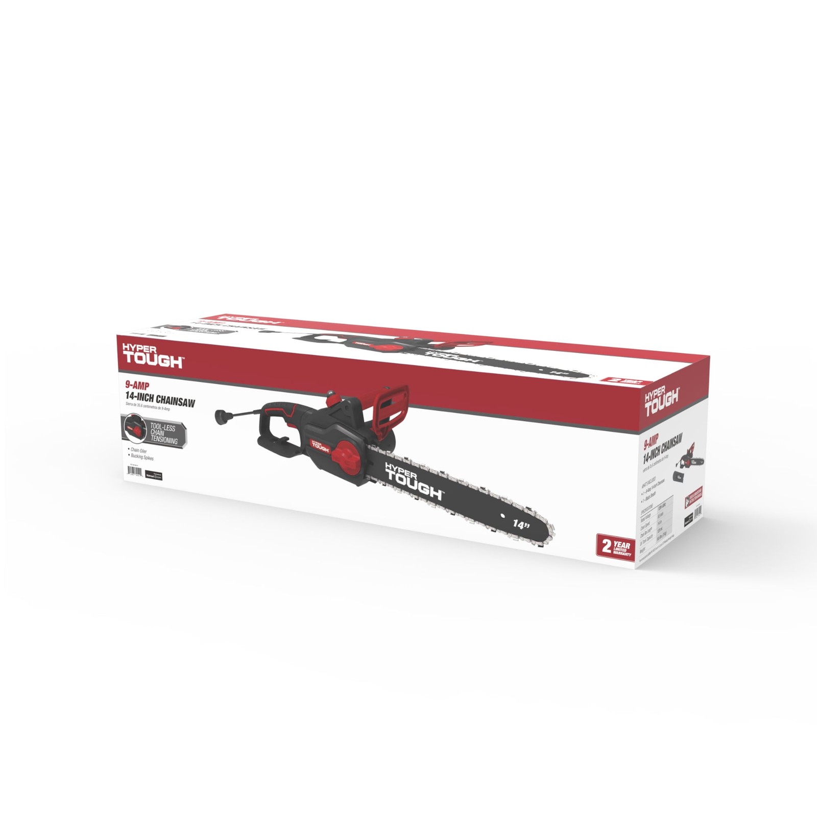 Hyper Tough 14 in Electric Corded Chainsaw, 9-Amp Motor, Laminated Bar,