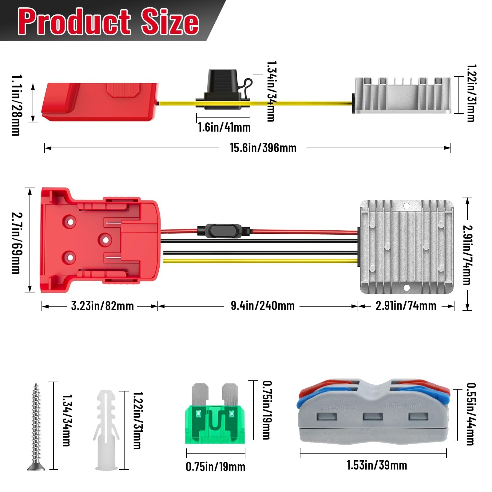 DC 18V to 12V 20A 240W Step Down Converter Compatible with Milwaukee 18V Battery