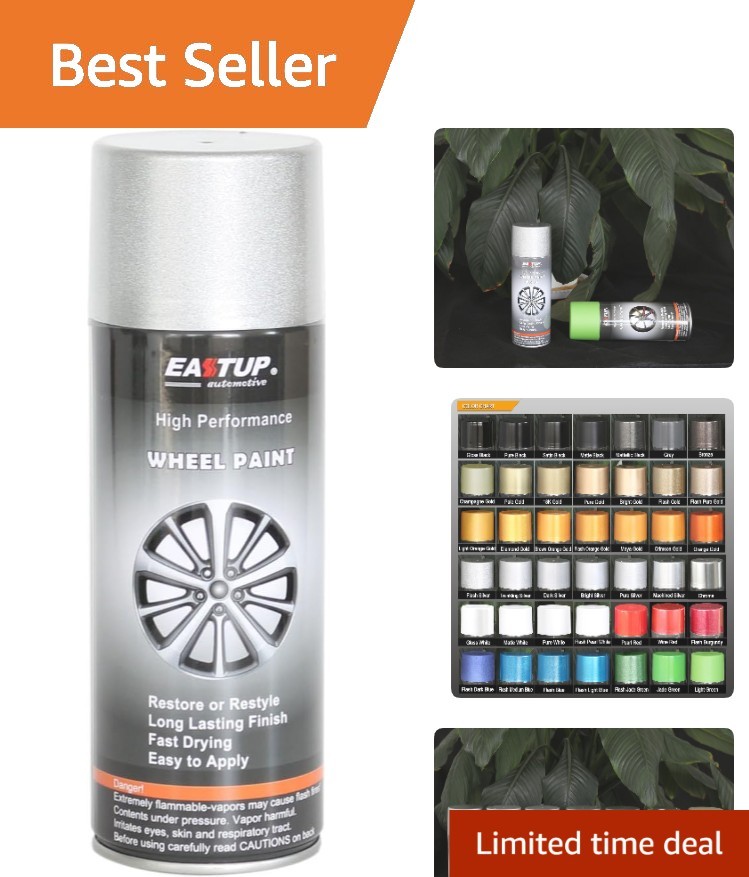 Flash Silver Metallic Wheel Spray Paint – Stunning Finish, 12.8 Fl Oz