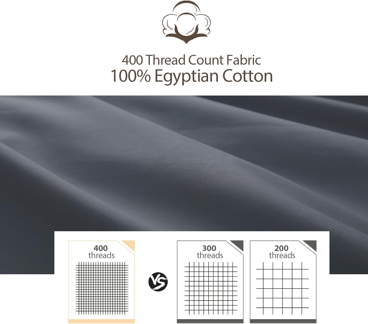 King 100% Egyptian Cotton 400TC Sateen Fitted Sheet Deep Pocket 15 In