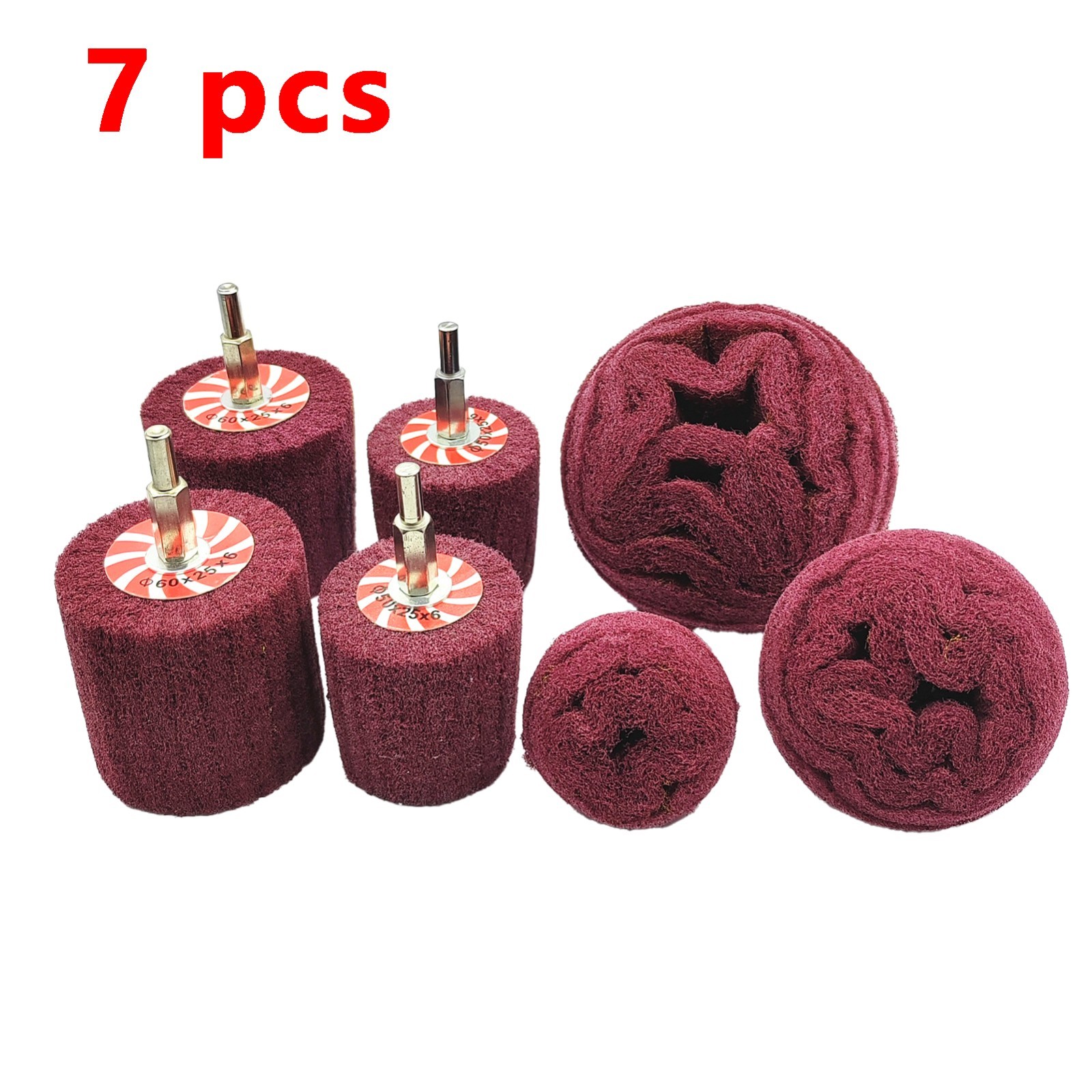 7-Pcs Mixed Set Non Woven Abrasive Buffing Wheels,1/4″ Shank Drill for Polishing