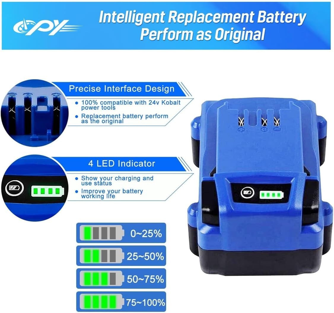 24V 6.5Ah Battery For Kobalt 24Volt Max Lithium Ion KB424-03 KB624-03 KB524-03