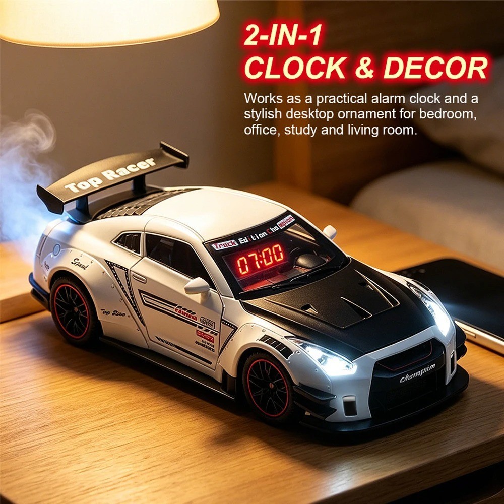 Hypercar Model Alarm Clock LED Digital Display Remote Control Clock