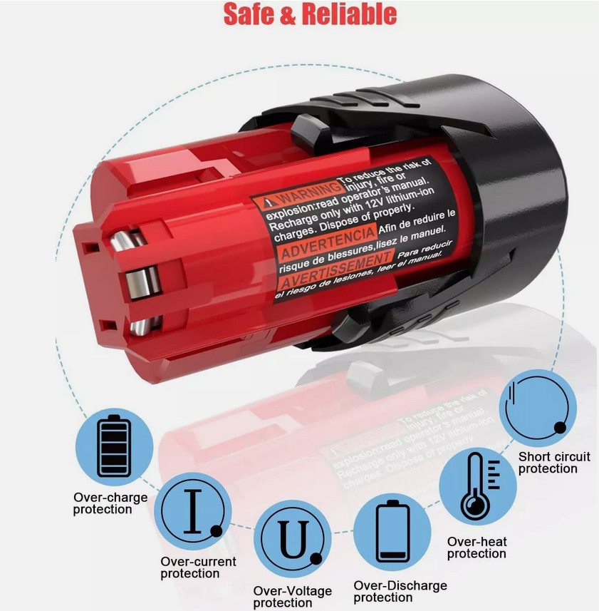 12V For Milwaukee For M12 LITHIUM Extended Capacity Battery 48-11-2460 3.5Ah