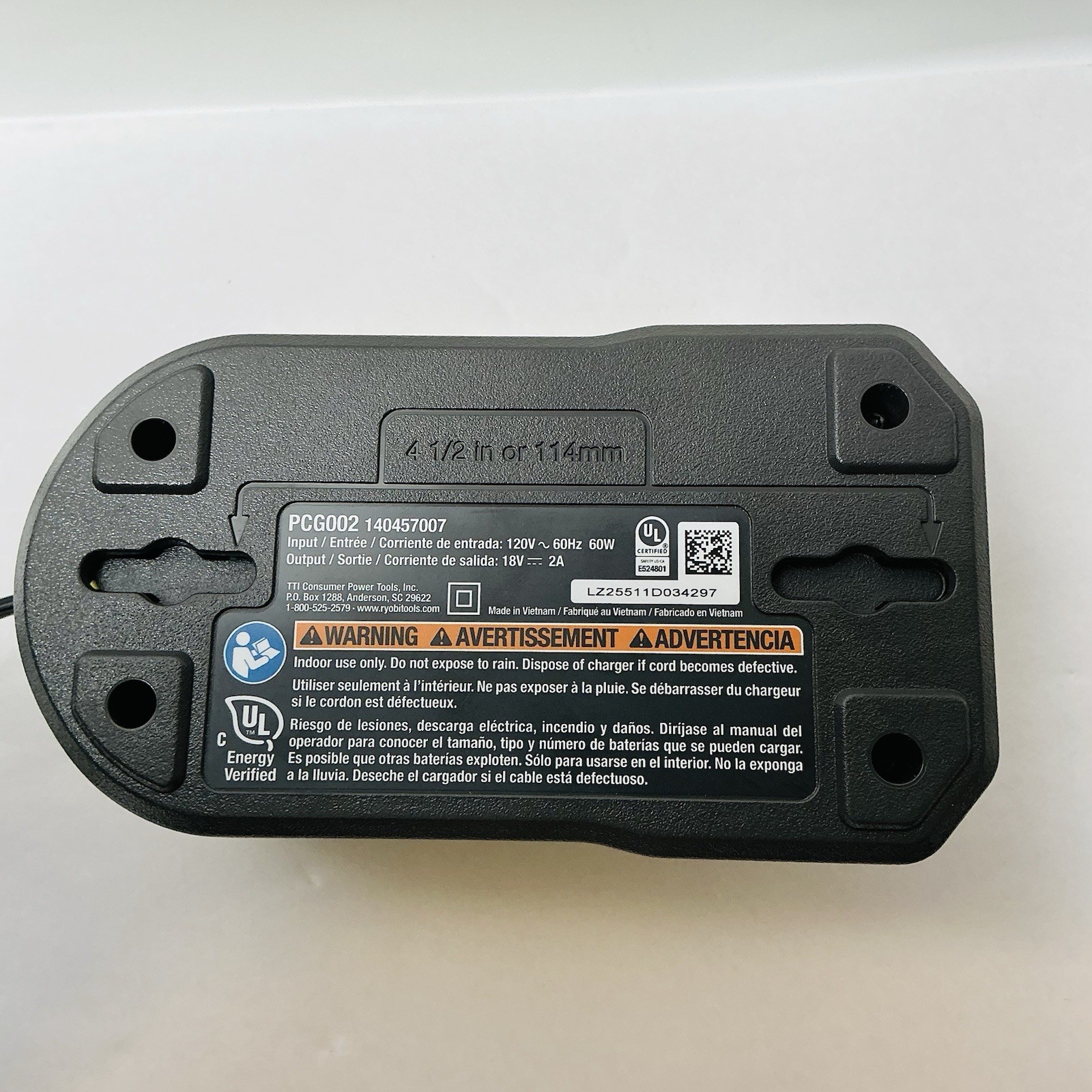 RYOBI PCG002 18V Volt ONE+ Lithium-Ion Battery Charger