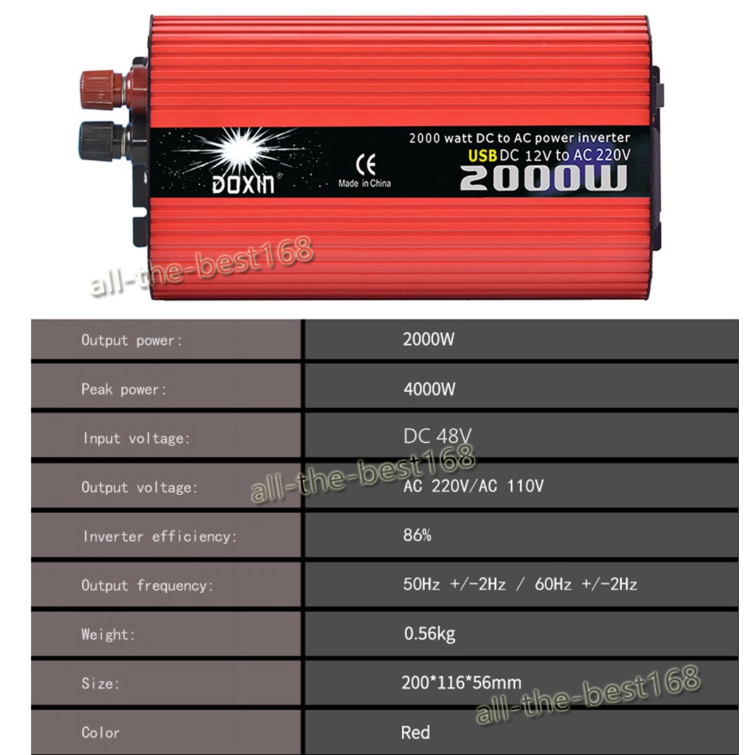 2000W Peak 48V to 110V Power Inverter Caravan Car Truck Converter Camping Boat