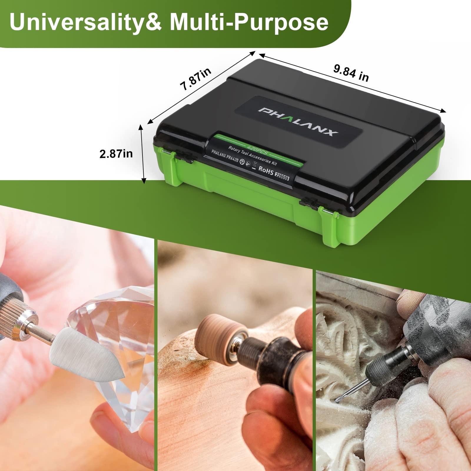 PHALANX Rotary Tool Accessory Kit, 420 Pcs Accessories Kit, 1/8″(3.2mm) Diame…