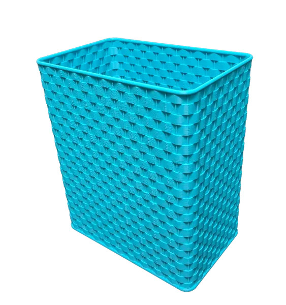 Blue Wicker Wastebasket W/Accessory Holder/Bathroom/Kids/Teens/Adults/Stylish