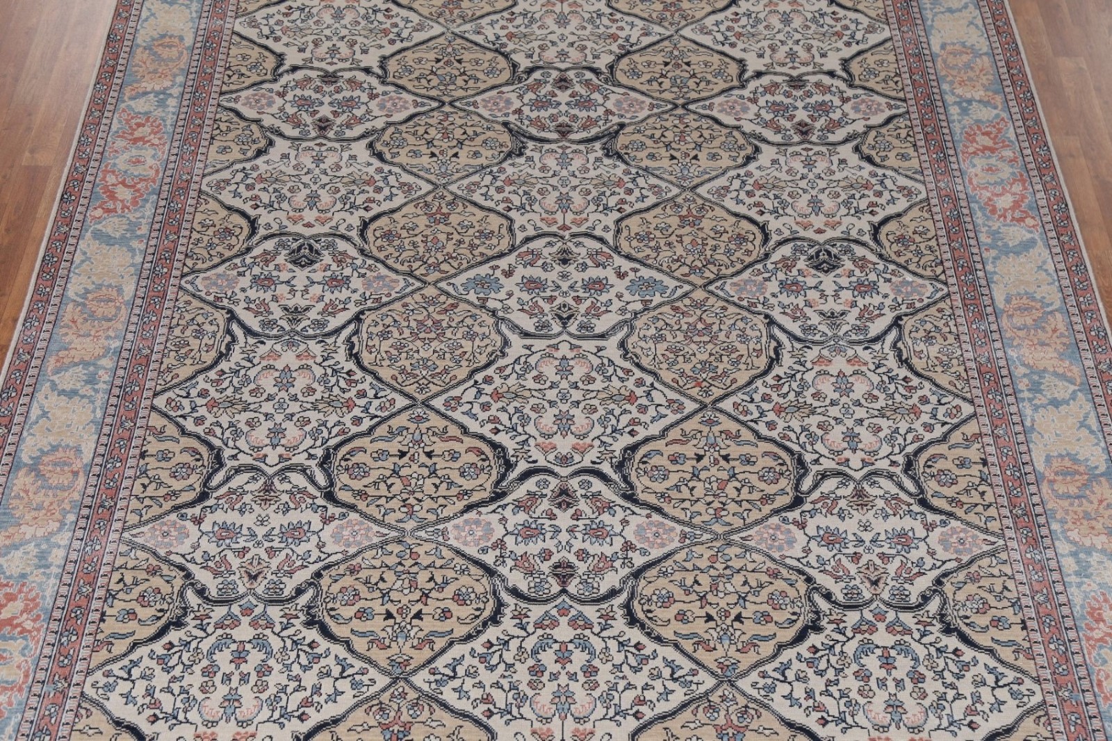 Hand-Knotted Turkish Wool Rug 9×12 Geometric Traditional Style for Any Room