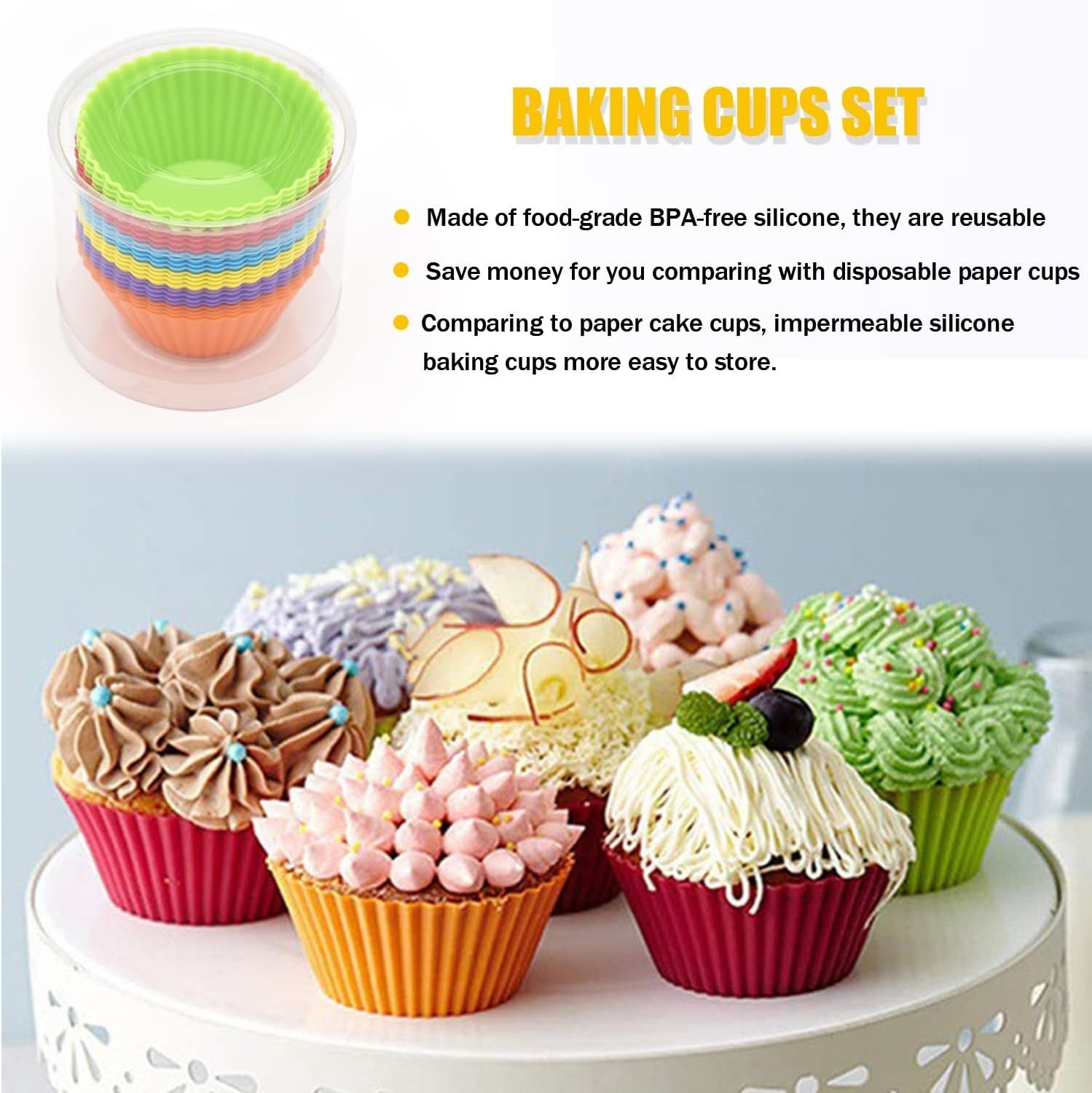 Reusable Silicone Muffin Cups – Easy Clean Non-Stick Bakeware Set