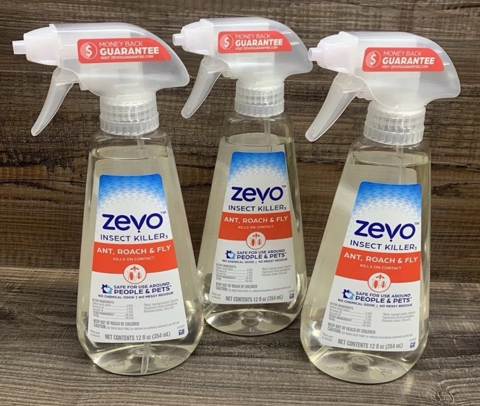 Lot Of 3 Zevo Ant, Roach & Fly killer trigger Spray 12 fl oz Safe Pets And Kids