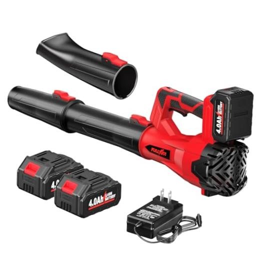 FULLYEA Cordless Leaf Blower, 6 Speed Modes, 500 CFM/150 MPH Leaf Blower Red