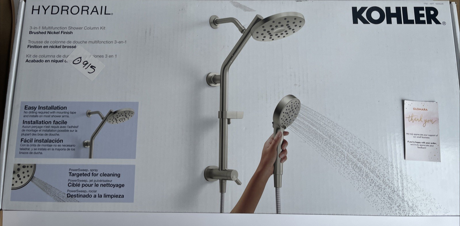 Kohler Hydrorail Shower System 3-in-1 Multi Function Complete Set Brushed Nickel