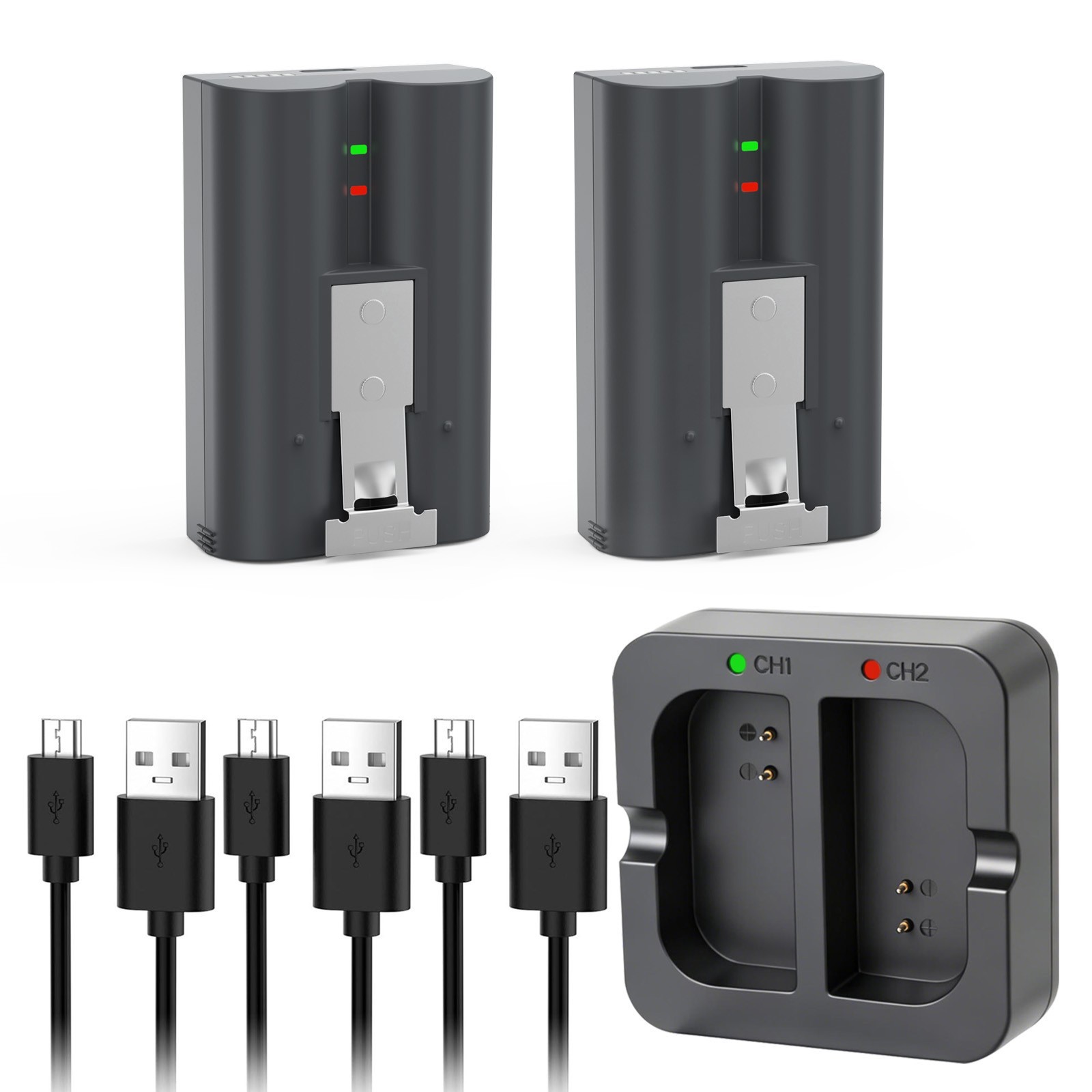 2 Pack 8000mAh Rechargeable Battery and Charger Station for Ring Doorbell 2/3/4