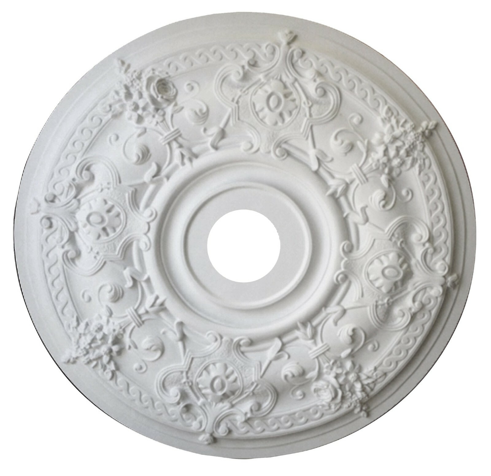 30″ ROUND CHANDELIER CEILING MEDALLION WHITE FRENCH BOUQUET FOYER DINING ROOM