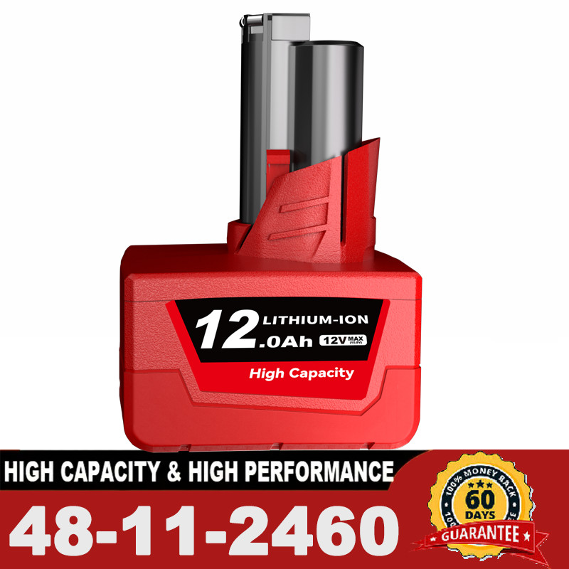 For Milwaukee for M12 12V Lithium 12.0Ah Extended Capacity Battery 48-11-2460 🔥