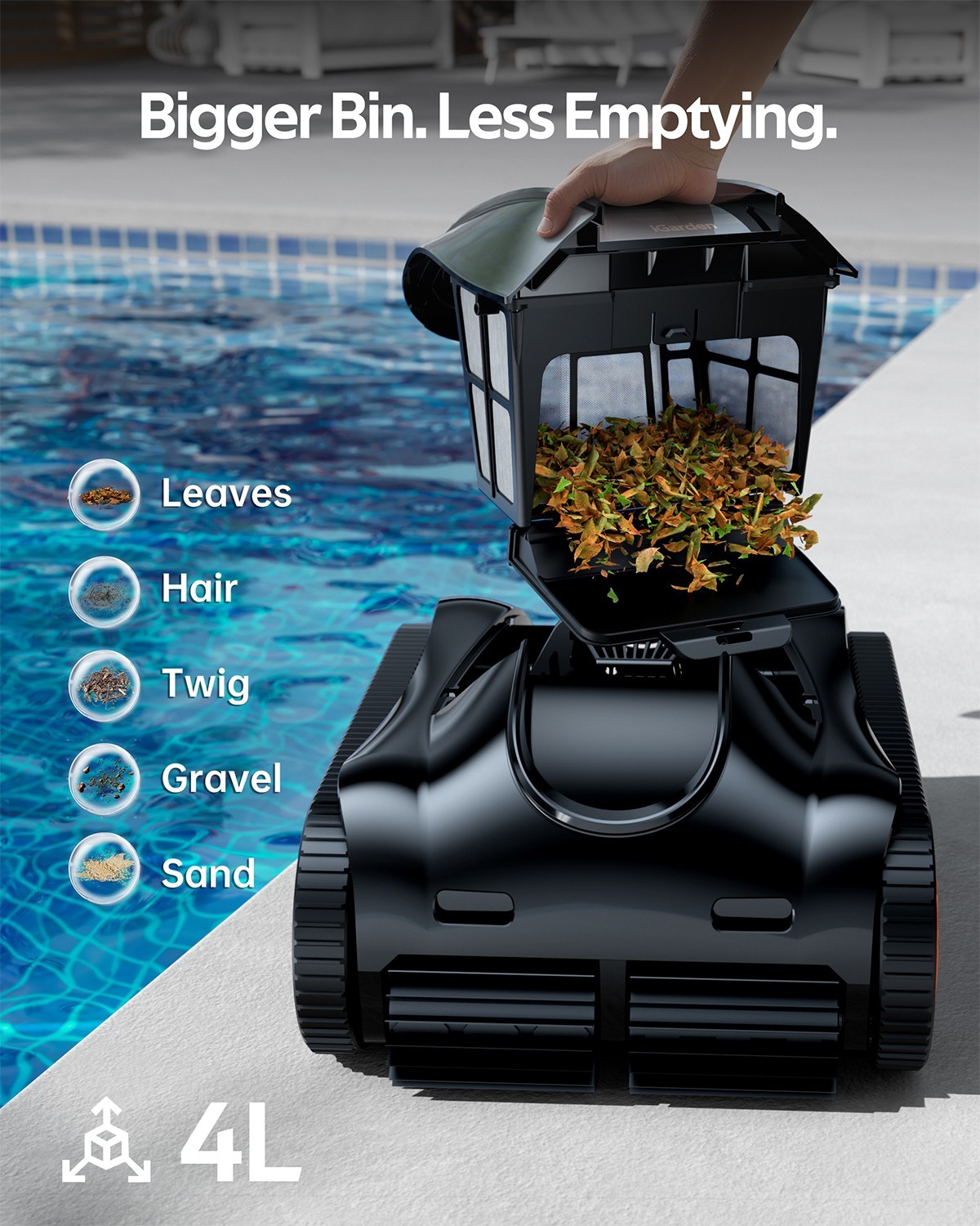 iGarden K60 6H Runtime Pool Vacuum Cleaner Cordless Pool Vacuum App Support