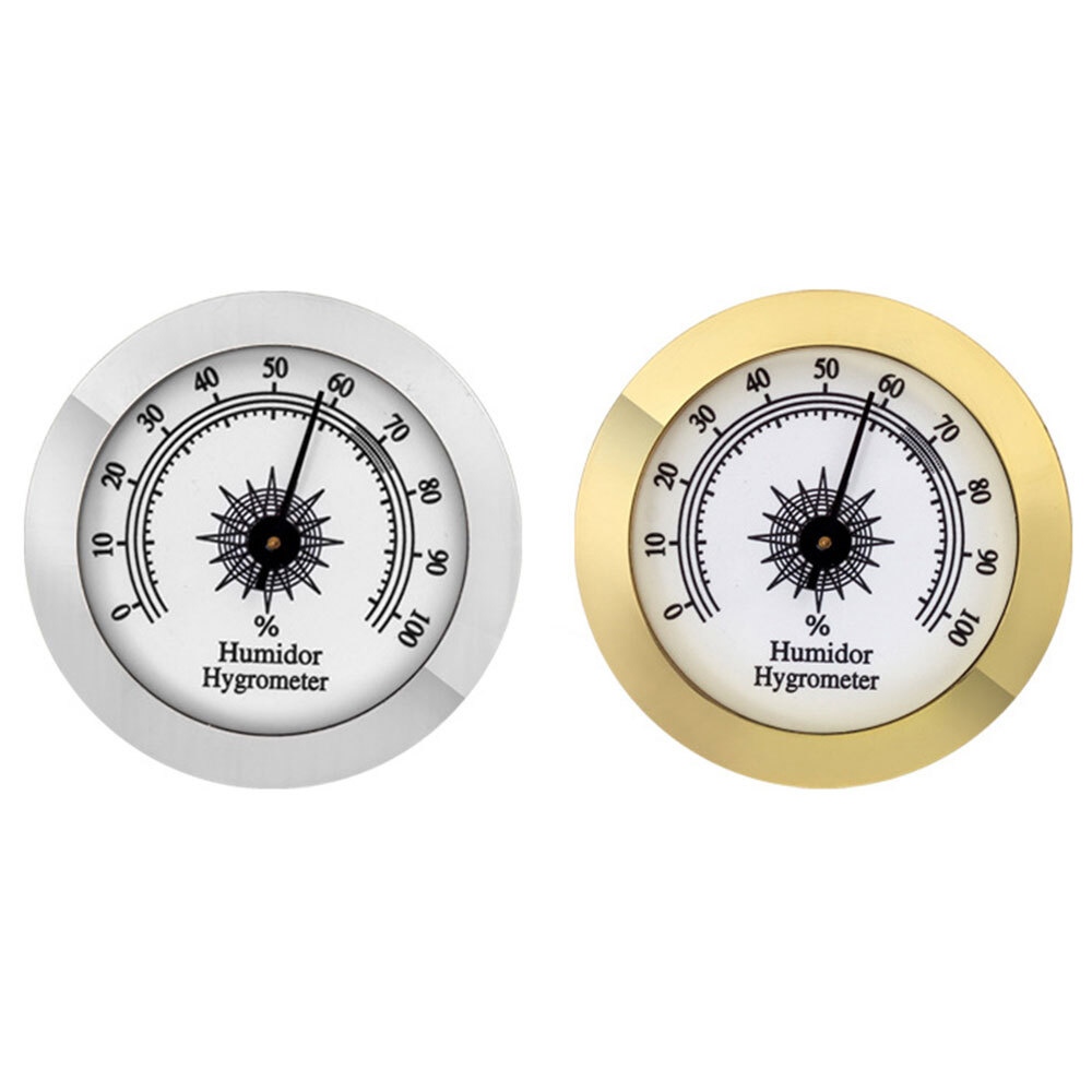 2 PCS Gold and Silver Frame 2″ Analog Hygrometer for Cigar Humidor Replacemen ^