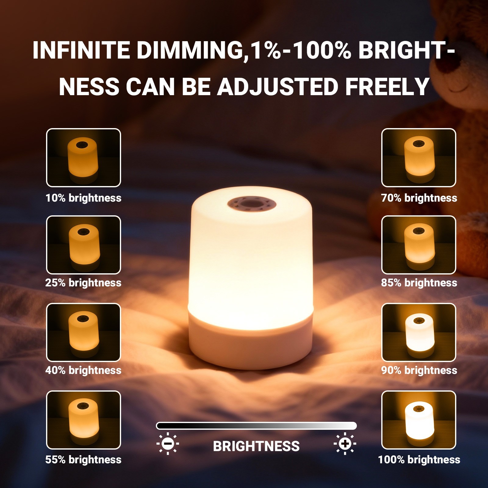 RGB Touch Dimmable Night Light Smart Adjustable Brightness Bedside Table Lamp