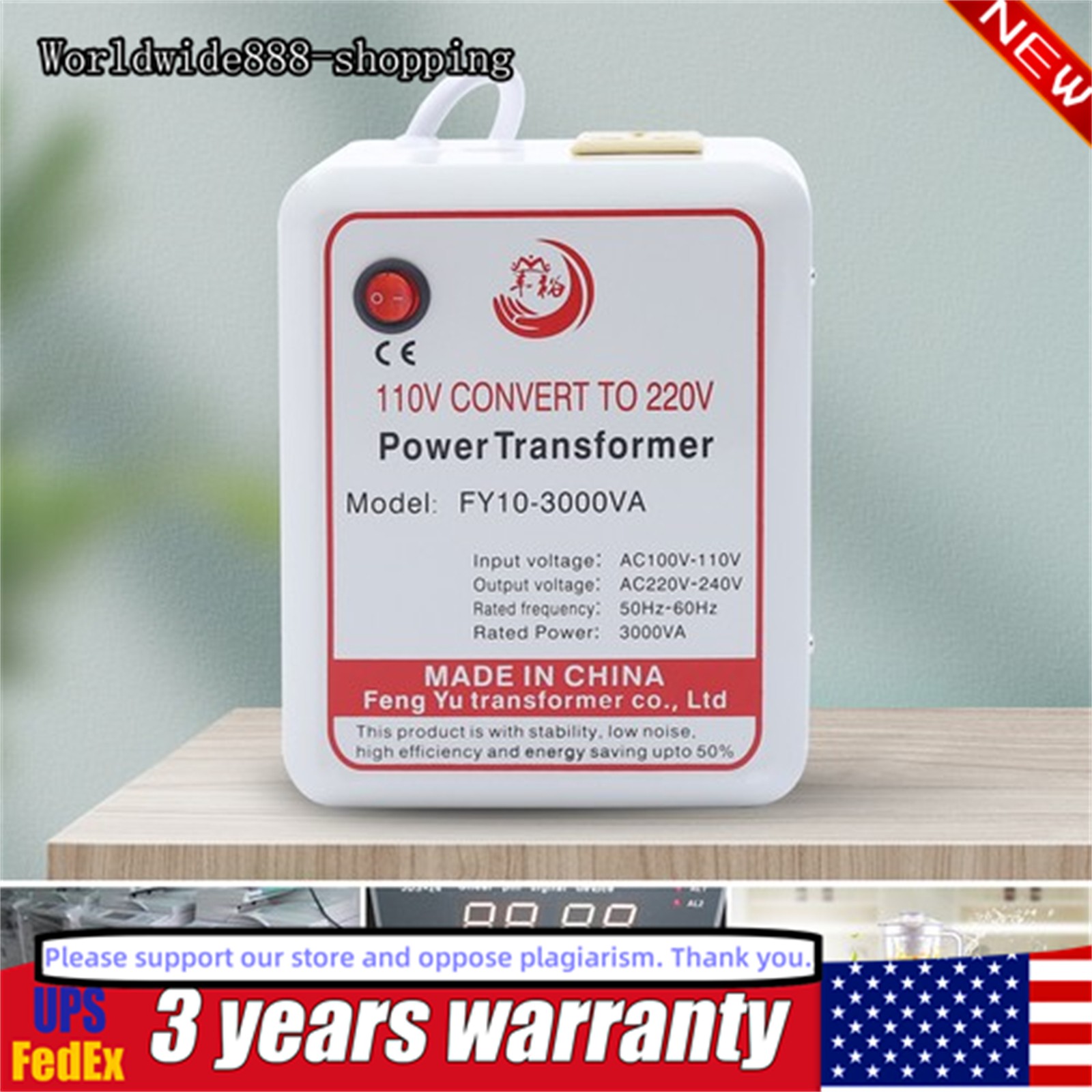 3000W Power Transformer Step Up Voltage Converter Adapter 110-120V to 220-240V