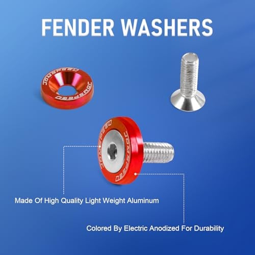 20 Pcs Red CNC Billet Aluminum Fender Washer Engine Bay Dress Up Kit red