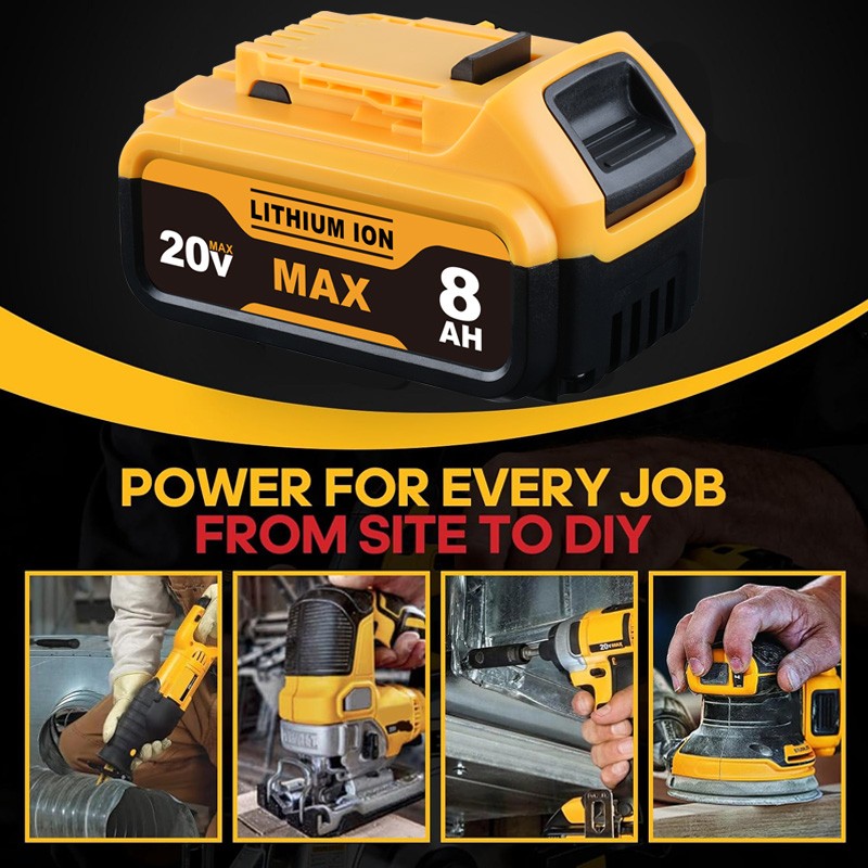 2Pack 8.0AH Lithium Ion Battery 20V 20 Volt Max XR For DeWalt DCB206-2 DCB205-2