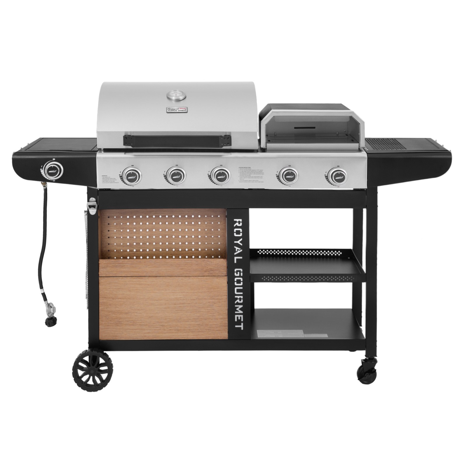 Royal Gourmet Premium Gas Grill and Pizza Oven Combo, with Side Burner