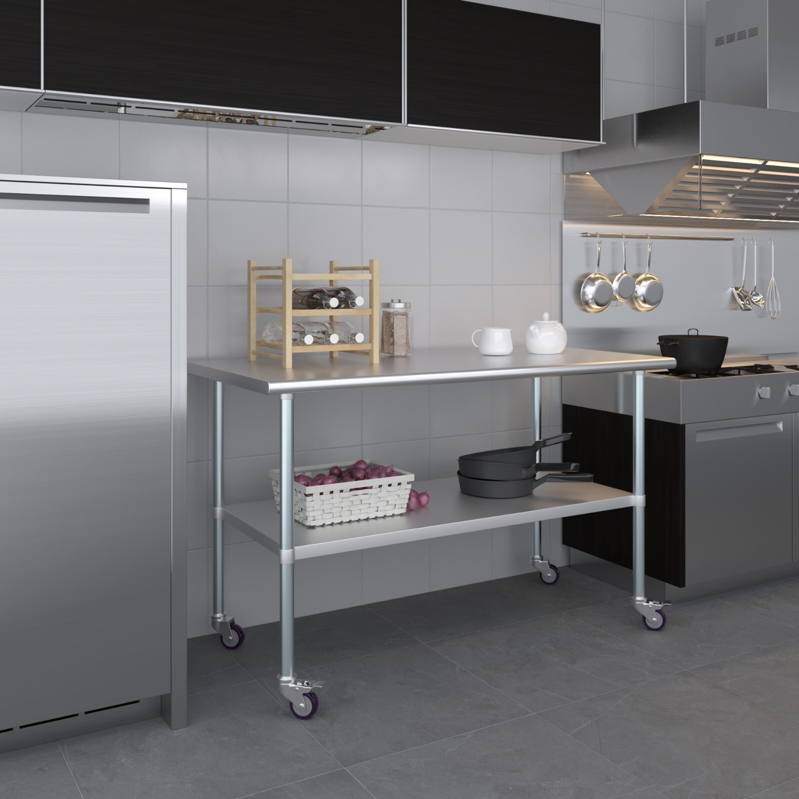 Stainless Steel Work Table With Wheels ()