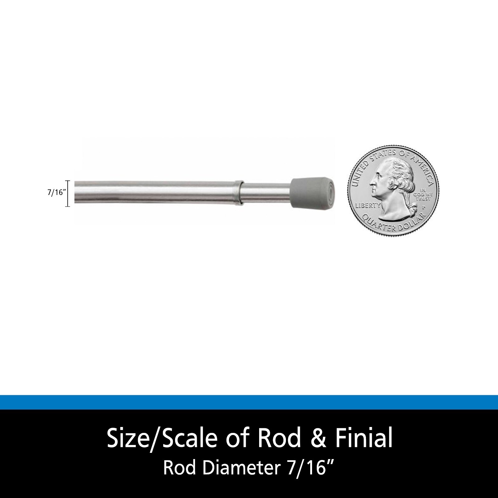 Adjustable Curtain Rod Spring Tension 7/16in-Dia. Steel Tube Rod, 18″-28″-Chrome